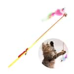 【 礦物貓砂 換購品】HelloDOG 玩具嚴選 吊吊小老鼠羽毛逗貓棒 1支 (顏色隨機)