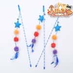 【 礦物貓砂 換購品】HelloDOG 玩具嚴選 金蔥球星星逗貓棒 1件