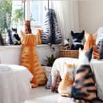 其他 貓玩具 治癒系超可愛貓紋柔軟抱枕 大碼 (款式隨機)