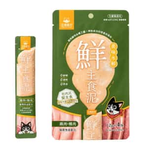 貓零食 汪喵星球 貓用 美味水解鮮主食泥 腸胃免疫 雞肉+鴨肉 12gx4 (FS350)
