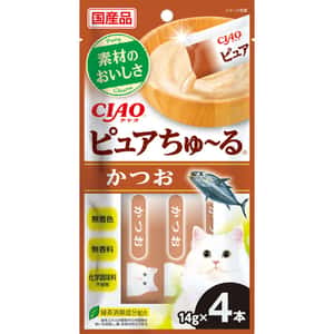 CIAO CIAO 肉泥 貓零食 Pure 超奴醬 鰹魚 14g×4入 (SC-535)