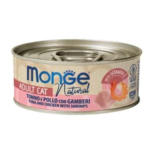 Monge Monge 貓罐頭 高蛋白質野生海洋系列 吞拿魚鮮蝦 80g (MO7252) (新舊包裝隨機發貨)