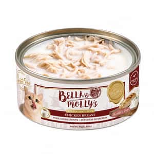 Bella & Molly's Bella & Molly's貝莉 貓罐頭 無穀物黃金羊奶系列 嫩雞雞絲湯汁 80g - 限時試食價 80g  正面圖