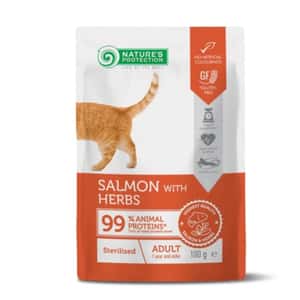 Nature Protection Nature s Protection 貓濕糧 成貓主食袋裝濕糧 絕育貓配方 三文魚+香草 (KIP59100G)