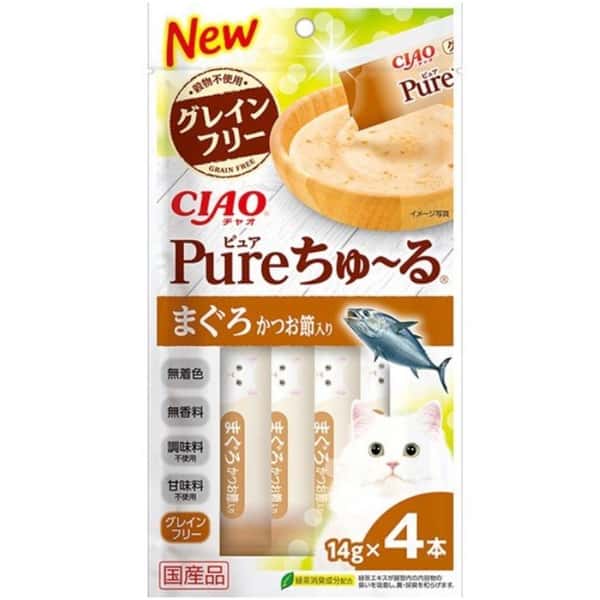 CIAO 肉泥 貓零食 Churu Pure 無添加三文魚鰹魚味 14g 4本入 (SC-330) (圖片1)