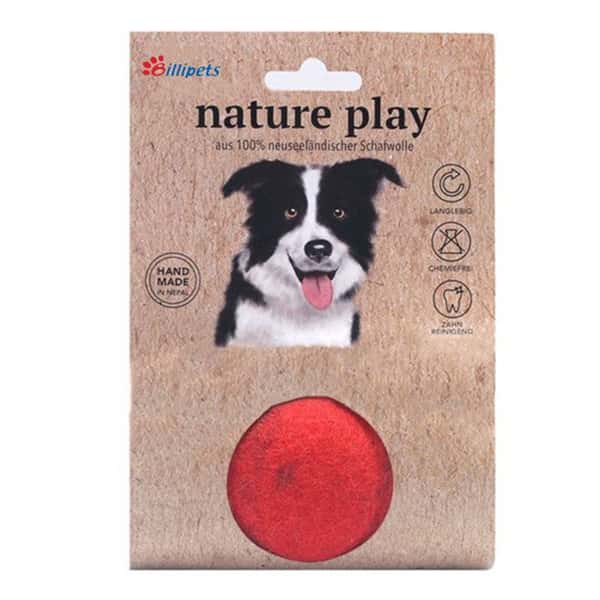 Billipets Billipets 狗玩具 新西蘭天然羊毛系列 波波 紅色 Ø6.3cm 正面圖