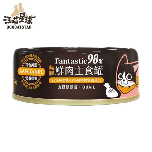 汪喵星球 貓罐頭 DogCatStar 貓用98% 鮮肉無膠主食罐 山野鵪鶉 80g (FM103) (圖片1)