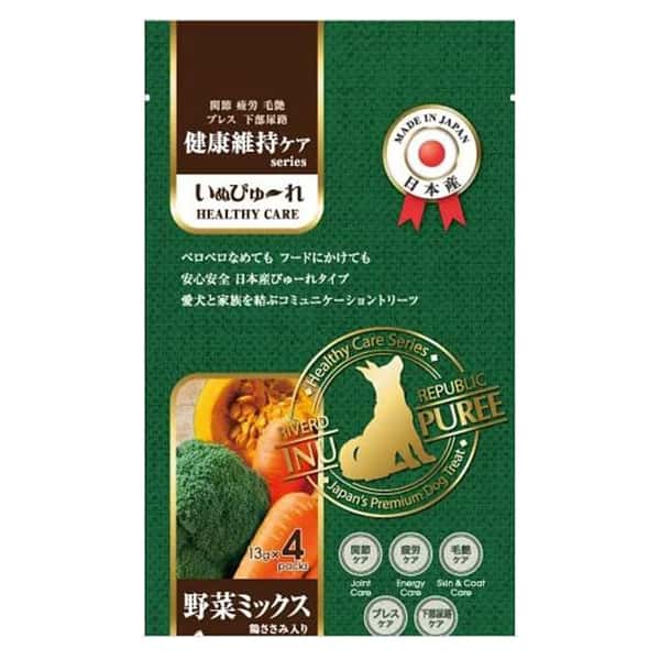 Riverd Riverd Republic INU Puree 犬用無添加天然肉泥小食 特級保健系列 雜錦蔬菜雞肉 13g*4本 13g 犬用 正面圖