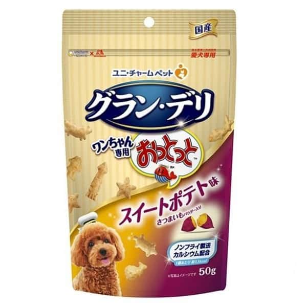 Unicharm Unicharm 狗零食 日本狗狗魚仔餅 甜番薯味 50g 50g 正面圖