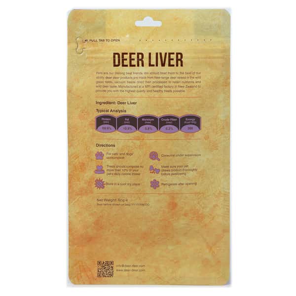 dear dear deer 貓狗零食 保健小食系列 鹿肝 50g 50g 背面圖