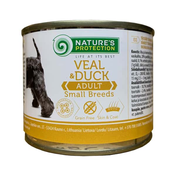 Nature's Nature's Protection 狗罐頭 成犬主食罐 牛肉+鴨肉 200g 200g 正面圖