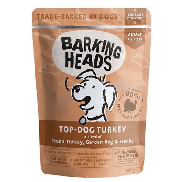 Barking Barking Heads 狗濕糧 無穀物食用濕包 火雞肉 300g 300g 正面圖