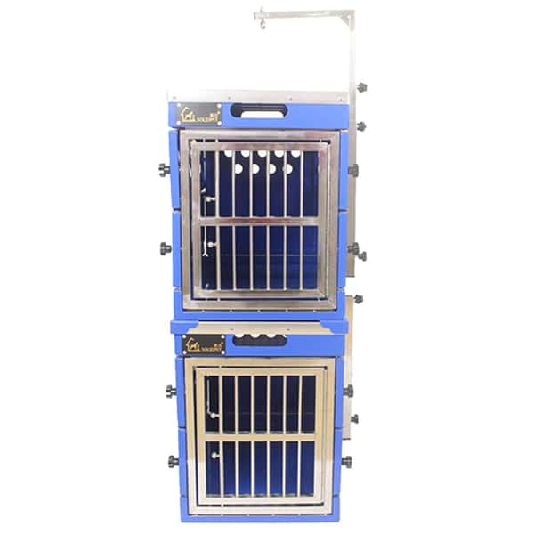 Solidpet蘇力 Solidpet蘇力 寵物籠 貓籠狗籠 鋁折疊飛機籠組合 無輪款 三號 藍色 正面圖