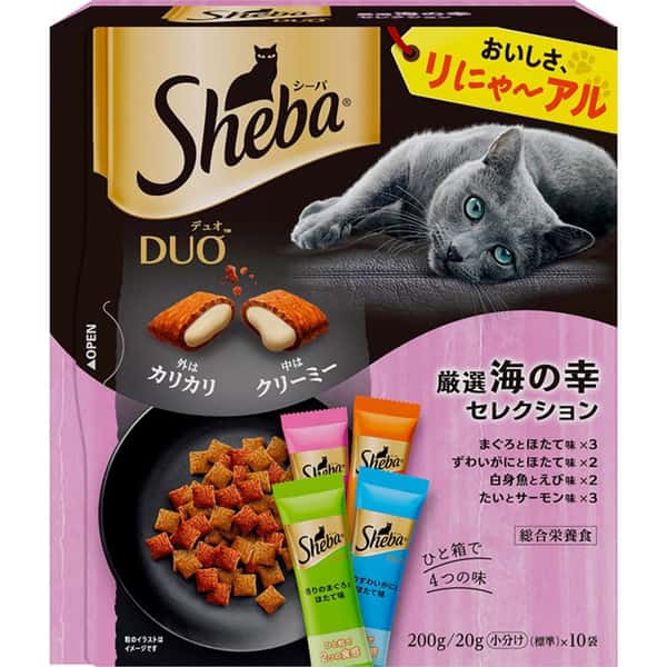 Sheba Sheba Duo 貓零食 日本貓貓夾心酥 海鮮 20g 10袋入 20g 正面圖