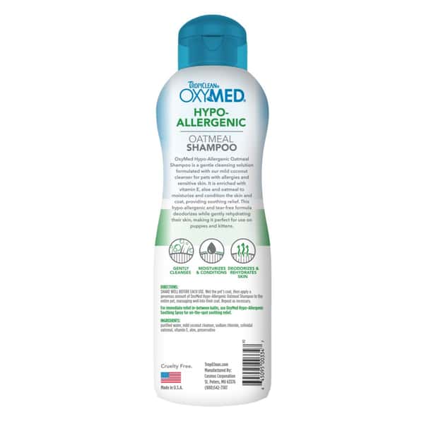 Tropiclean Tropiclean Oxymed 醫學級專業護理系列 溫和抗敏洗毛液 355ml 355ml 背面圖
