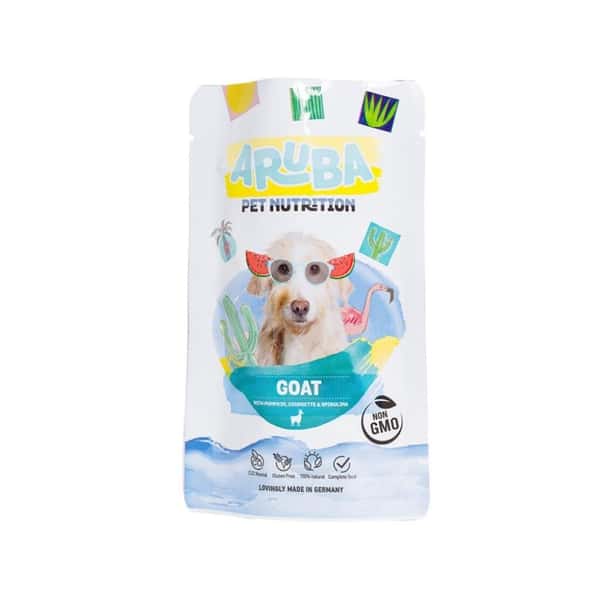 Aruba Aruba 狗濕糧 山羊配南瓜.小白菜.螺旋藻 主食鮮食包 100g 100g 正面圖