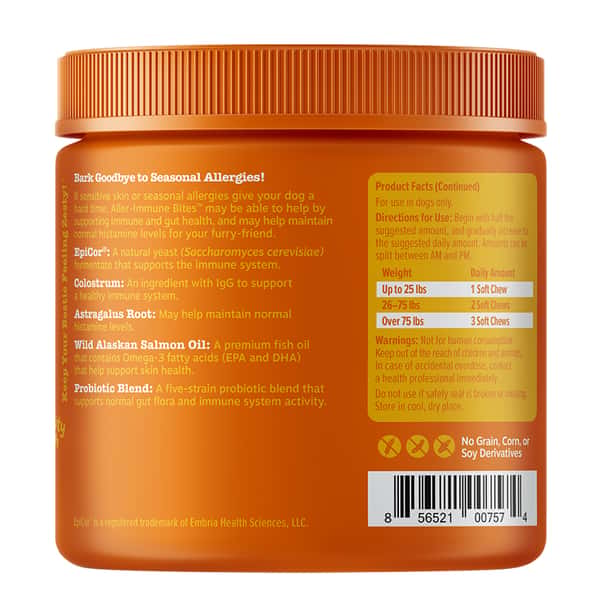 Zesty Zesty Paws 抗敏免疫咀嚼軟粒 羊肉味 ALLER-IMMUNE BITESLAMB 90CT JAR 背面圖