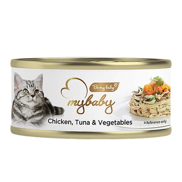My My baby 貓罐頭 雞及吞拿魚及蔬菜 Chicken with Tuna with Vegetables 85g 85g 正面圖