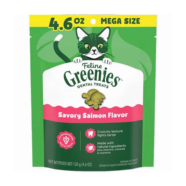 Greenies貓齒靈 貓零食 潔齒餅 Savory Salmon Flavor 三文魚 4.6OZ (GR205/10205312) (新舊包裝隨機發貨) (圖片1)