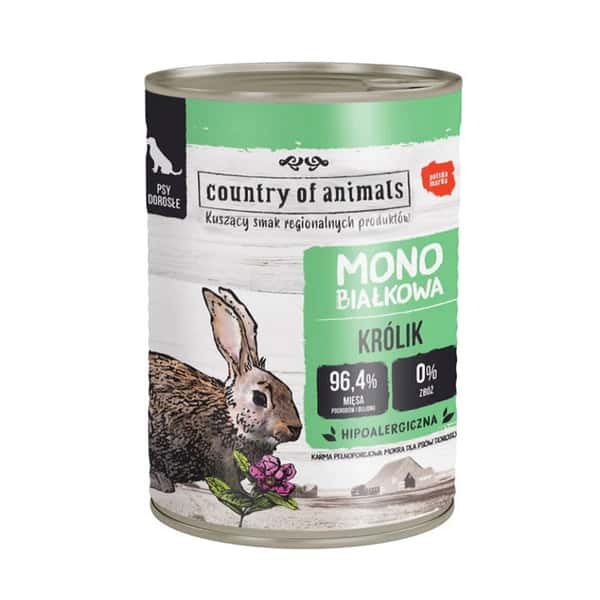 Country Country of animals 狗罐頭 單一蛋白罐 兔肉 400g 400g  正面圖