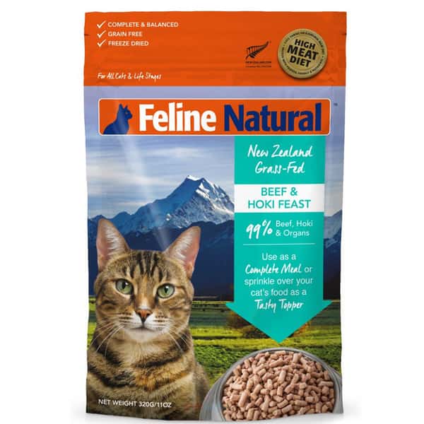 Feline Feline Natural 貓糧 牛肉尖尾鱈魚盛宴 320g 320g 正面圖