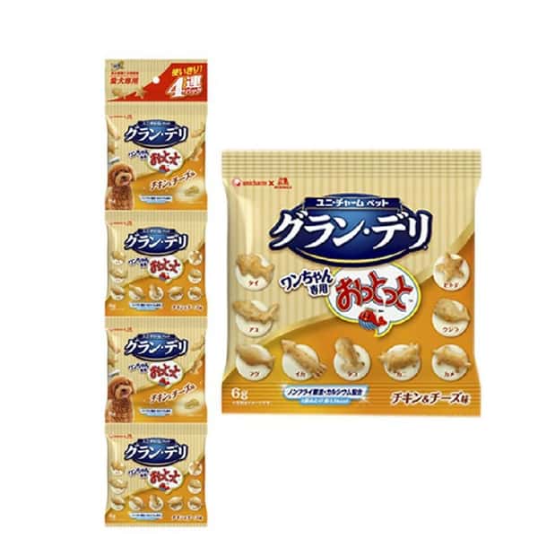 Unicharm Unicharm 狗零食 日本三星銀匙 狗仔餅 雞肉及奶酪 6g 4本入 6g 正面圖