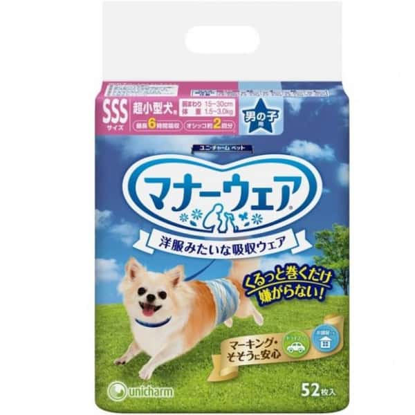 Unicharm Unicharm 寵物尿墊 狗尿墊 狗尿片 日本超小型犬適用 [3kg內 SSS碼 52枚] 3kg  正面圖