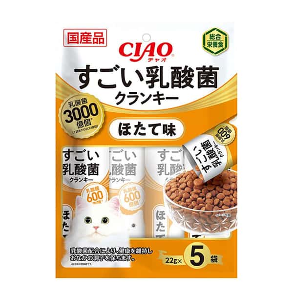 CIAO CIAO 貓糧 日本3000億個乳酸菌系列 扇貝味 22g 5袋入 22g 正面圖