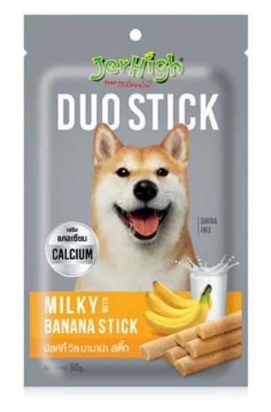 Jerhigh Jerhigh 夾心小食系列狗小食 DUO STICK 牛奶+香蕉夾心雞肉條 50g 50g  正面圖