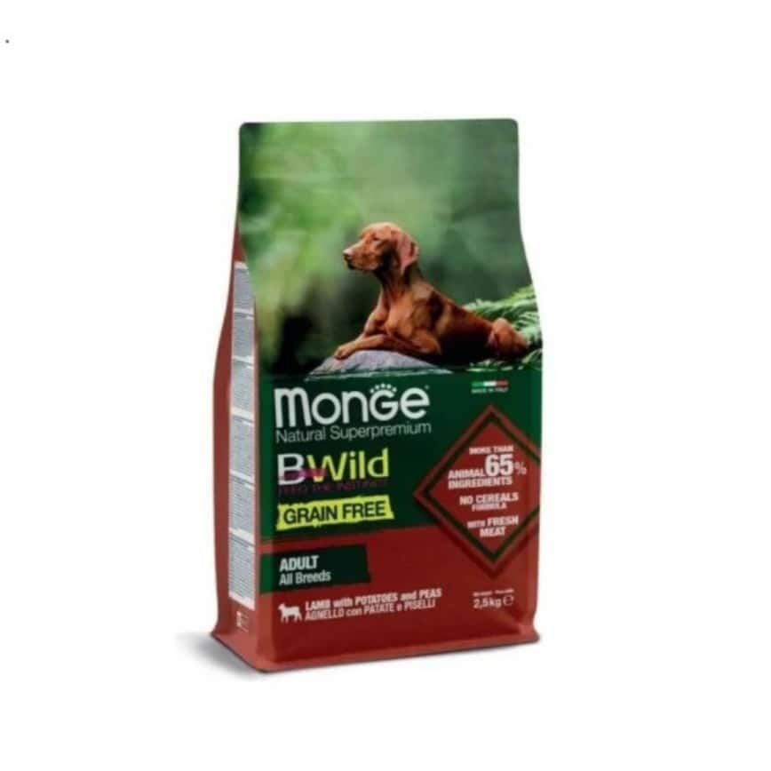 Monge Bwild 狗糧 野味系列 無穀物 羊肉薯仔碗豆成犬配方 2.5kg (MO1723) (img2)