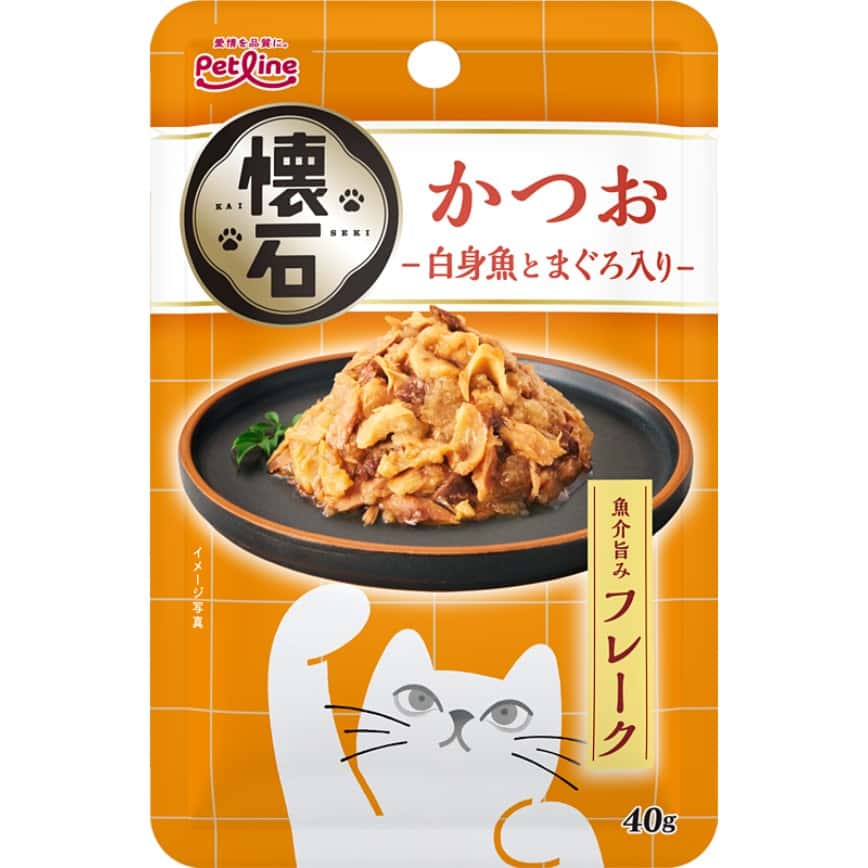 日本Petline 懷石軟包貓零食 鰹魚片白身魚+鮪魚 40g (PL-KSR-4) (img2)