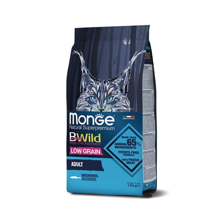 Monge Bwild 貓糧 低穀物野生系列 成貓配方 鳀魚 10kg (MO4930) (新舊包裝隨機發貨) (img2)