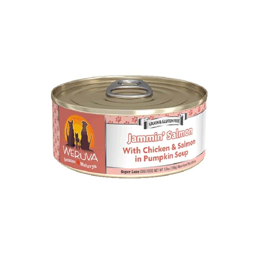 WeRuVa 狗罐頭 經典系列 無骨去皮雞胸肉+三文魚 156g (橙色) (002607) (圖片2)