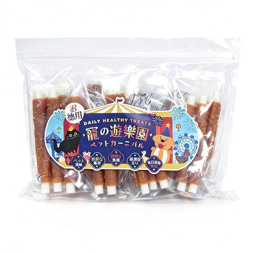 寵之遊樂園 狗零食 訓犬小食 風乾雞肉繞牛皮卷 大包裝 1袋8包 (圖片2)