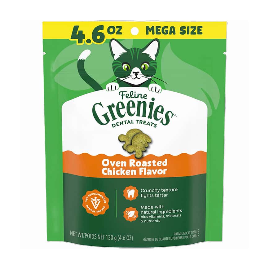 Greenies貓齒靈 貓零食 潔齒餅 Oven Roasted Chicken Flavor 烤雞 4.6OZ (GR201/10205250) (新舊包裝隨機發貨) (圖片2)