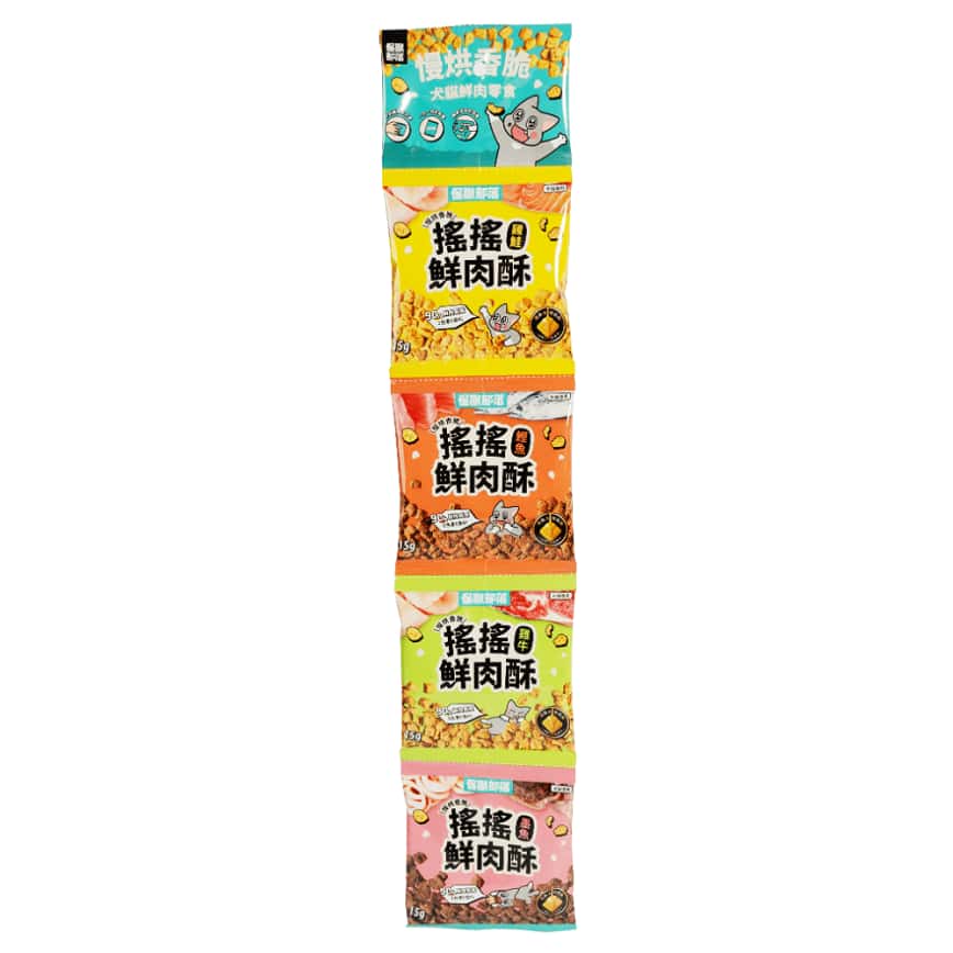 怪獸部落 貓狗零食 慢烘搖搖鮮肉酥四連串包 15gx4 (圖片2)