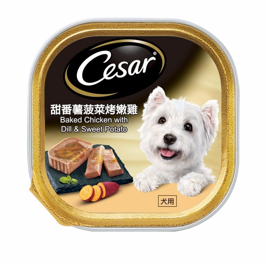 Cesar西莎 鋁罐狗罐頭 星級美饌系列 甜薯菠菜烤雞 100g (10408285) (圖片2)
