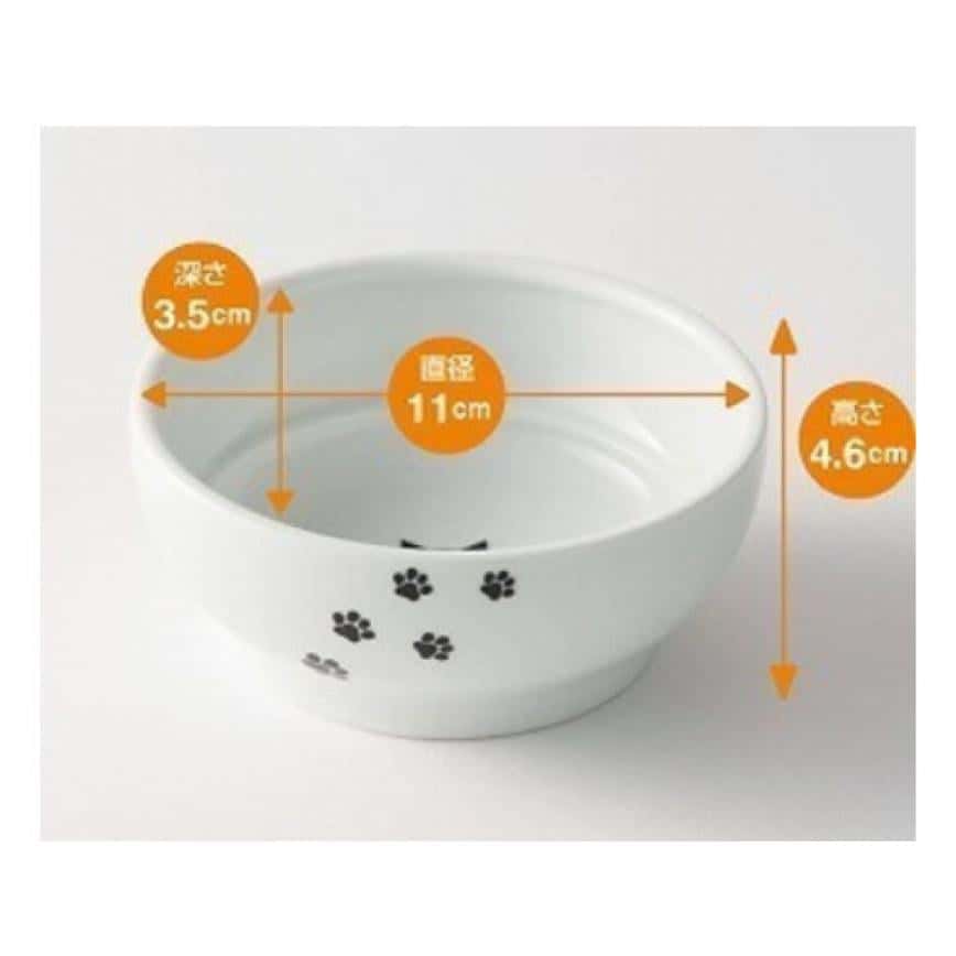 日本猫壱 necoichi ペット 陶瓷平底寵物糧食碗 (猫柄腳印款) (貓犬用) (圖片2)