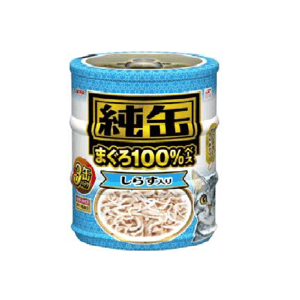 日本AIXIA 日本AIXIA 愛喜雅 貓罐頭 純缶系列 吞拿魚+白飯魚 65g 3缶入 65g 正面圖