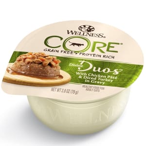 WELLNESS WELLNESS CORE 貓罐頭 無穀物 Divine Duos 雙重滋味杯 雞茸配火雞肉丁 2.8oz 8oz  正面圖