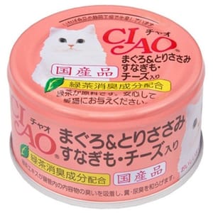 CIAO CIAO 貓罐頭 吞拿魚+芝士雞肝 85g 85g  正面圖