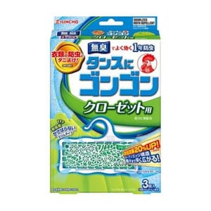 日本KINCHO 日本KINCHO 衣櫥無味防黴驅蟲劑 3個入 正面圖