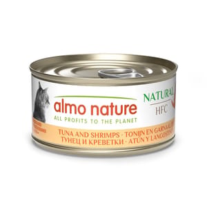 Almo Almo Nature HFC 貓罐頭 天然系列 吞拿魚+鮮蝦 70g 70g  正面圖