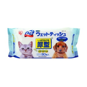 IRIS IRIS 銀離子Ag+寵物專用抗菌 厚型濕紙巾PWT-1P 80枚   正面圖