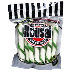 Housai Housai 狗零食 潔齒骨 綠茶扭紋棒 20支 998838   正面圖