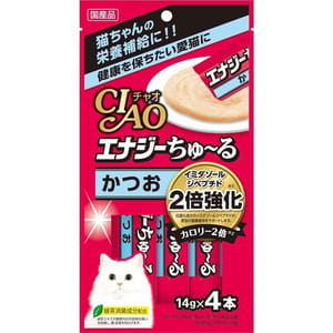 CIAO CIAO 肉泥 貓零食 2倍強化 高能量鰹魚雞肉醬 14g 4本入 14g 正面圖