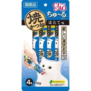 CIAO CIAO 肉泥 貓零食 扇貝燒鰹魚肉醬 12g 4本入 12g  正面圖