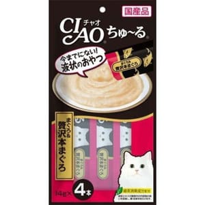 CIAO CIAO 肉泥 貓零食 極品吞拿魚肉醬 14g 4本入 14g  正面圖