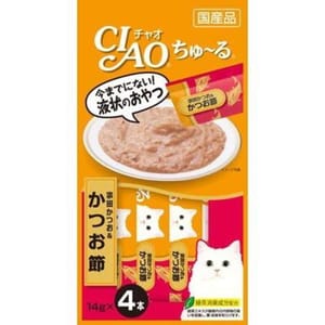 CIAO CIAO 肉泥 貓零食 鰹魚柴魚肉醬 14g 4本入 14g 正面圖