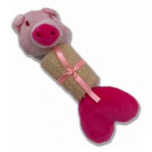 Billipets Billipets 狗玩具 絲瓜絡綿繩發聲玩具 豬 18cm   正面圖